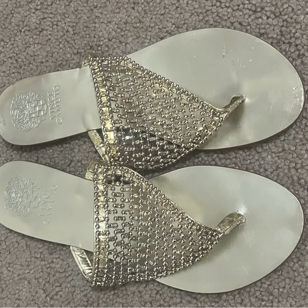 Vince Camuto Metallic Beaded Sandals